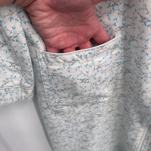 Miss Elaine Blue Jay Full Zip Robe Gown Womens Medium White Blue Cotton‎ Blend - Picture 2 of 8